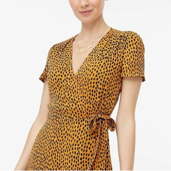 J. CREW amber with black Size 12 twill drapey wrap dress - Picture 9 of 12